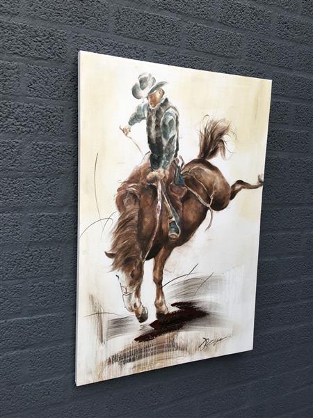Grote foto fors en fraai olieverfdoek op canvas de rodeo horse rider huis en inrichting woningdecoratie