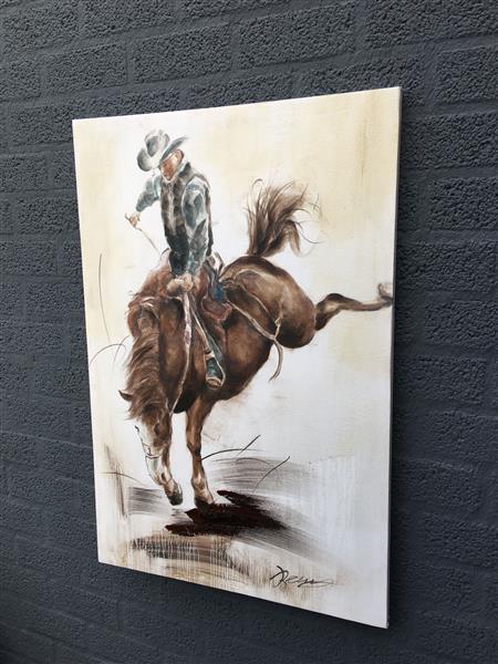 Grote foto fors en fraai olieverfdoek op canvas de rodeo horse rider huis en inrichting woningdecoratie