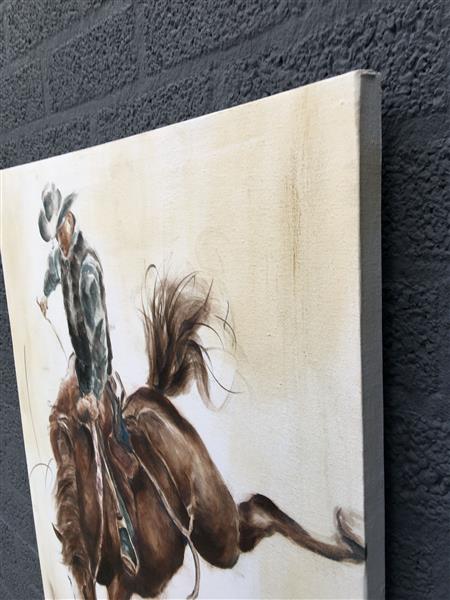 Grote foto fors en fraai olieverfdoek op canvas de rodeo horse rider huis en inrichting woningdecoratie