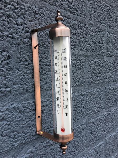 Grote foto frame messing metaal met thermometer prachtig klassiek tuin en terras tuindecoratie