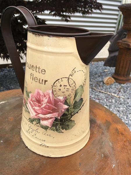 Grote foto vintage melkkan met roos chouette fleur tuin en terras tuindecoratie