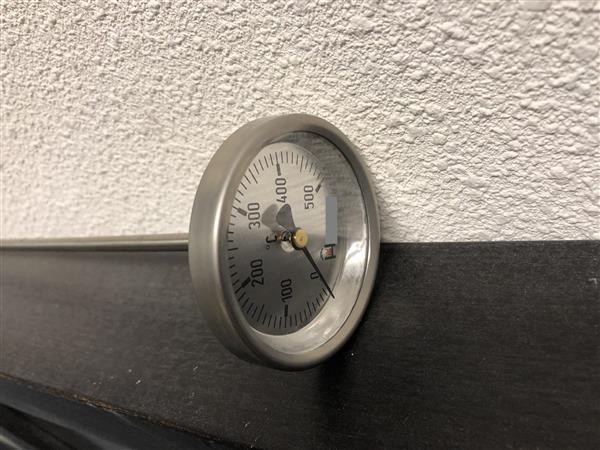 Grote foto thermometer van 0 toto 500 graden celcius roestvrijstaal. tuin en terras buitenkeukens