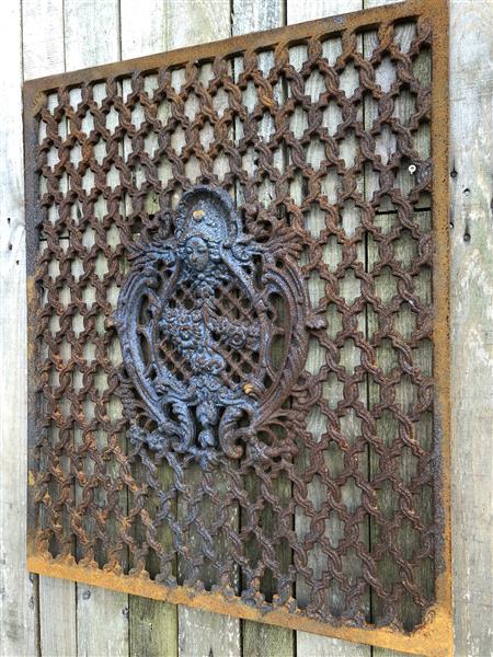 Grote foto cast iron rust deur raam rooster wandornament mooi smeedwerk tuin en terras tuindecoratie