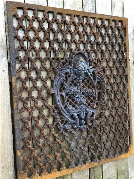 Grote foto cast iron rust deur raam rooster wandornament mooi smeedwerk tuin en terras tuindecoratie