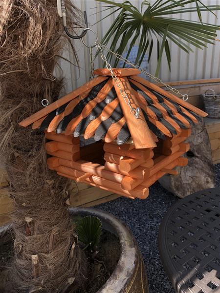 Grote foto lux houten vogelhuis voederhuis om op te hangen. tuin en terras overige tuin en terras