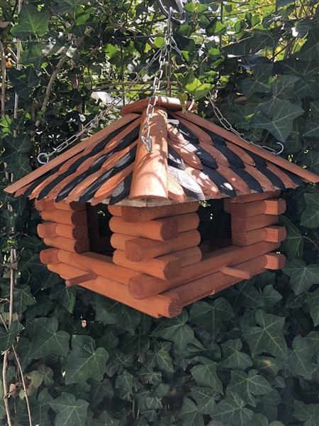 Grote foto lux houten vogelhuis voederhuis om op te hangen. tuin en terras overige tuin en terras