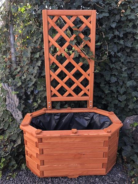 Grote foto bloembak plantenbak van massief hout met prachtig bewerkte pergola tuin en terras overige tuin en terras