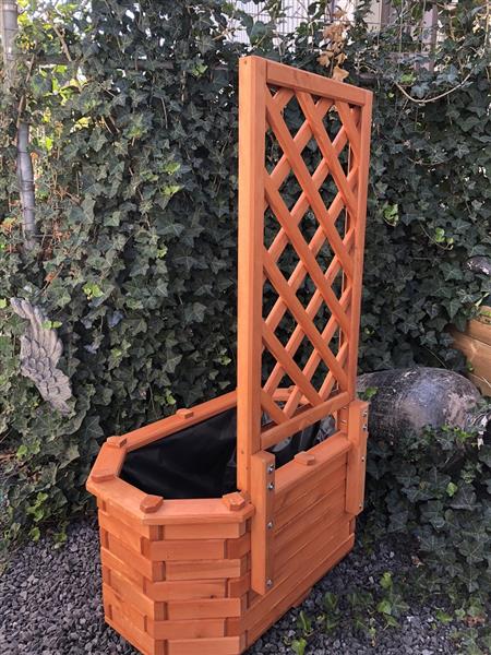 Grote foto bloembak plantenbak van massief hout met prachtig bewerkte pergola tuin en terras overige tuin en terras