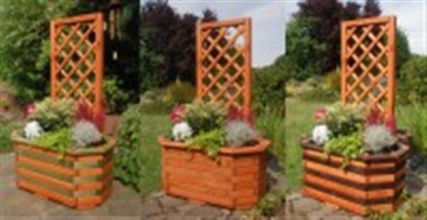 Grote foto bloembak plantenbak van massief hout met prachtig bewerkte pergola tuin en terras overige tuin en terras