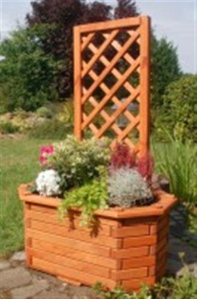 Grote foto bloembak plantenbak van massief hout met prachtig bewerkte pergola tuin en terras overige tuin en terras