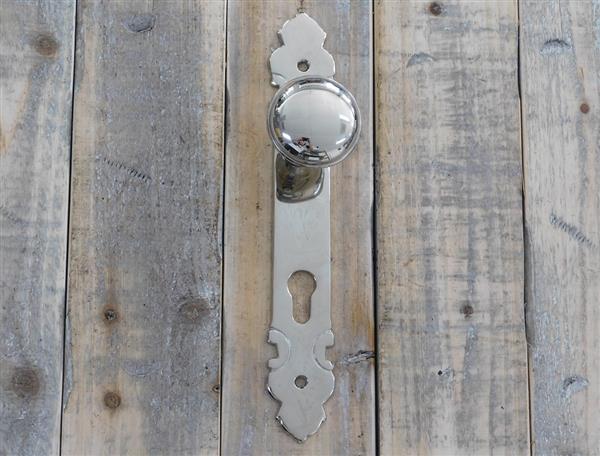 Grote foto halve set deurbeslag pz92 draaibare deurknop met lange plaat gepolijst nikkel doe het zelf en verbouw materialen en producten