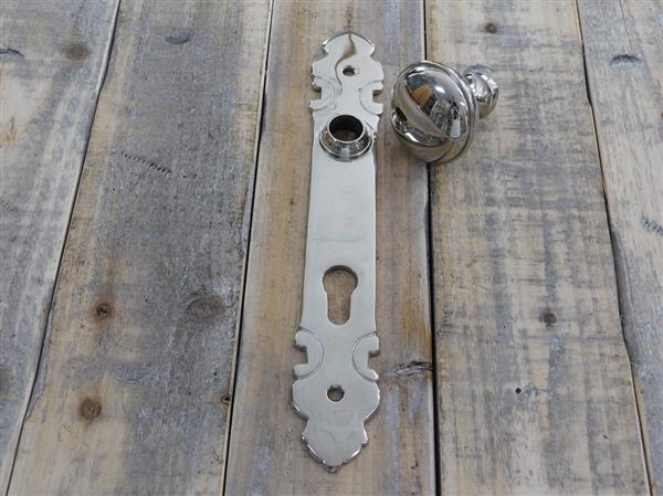 Grote foto halve set deurbeslag pz92 draaibare deurknop met lange plaat gepolijst nikkel doe het zelf en verbouw materialen en producten
