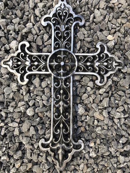 Grote foto 1 kruis gemaakt van gietijzer zwart zilver tuin en terras tuindecoratie