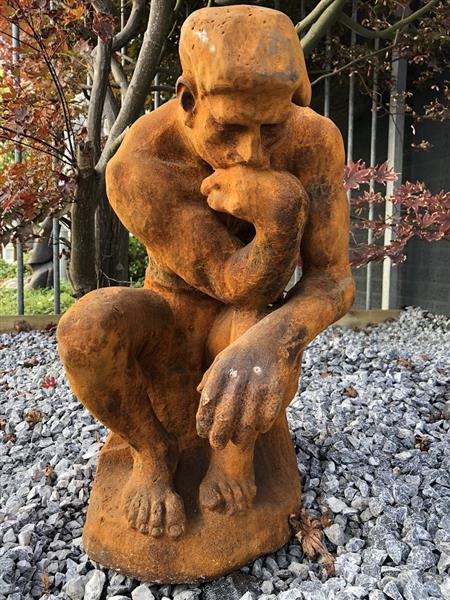 Grote foto 1 sculptuur gietijzeren beeld de denker geweldig mooi beeld tuin en terras tuindecoratie