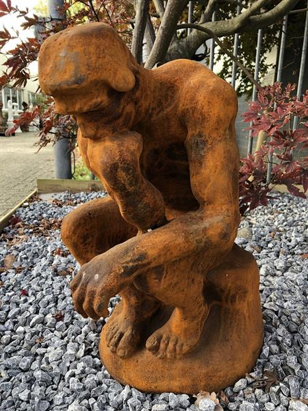 Grote foto 1 sculptuur gietijzeren beeld de denker geweldig mooi beeld tuin en terras tuindecoratie