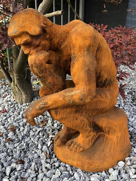 Grote foto 1 sculptuur gietijzeren beeld de denker geweldig mooi beeld tuin en terras tuindecoratie