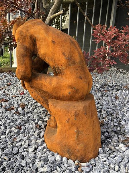 Grote foto 1 sculptuur gietijzeren beeld de denker geweldig mooi beeld tuin en terras tuindecoratie