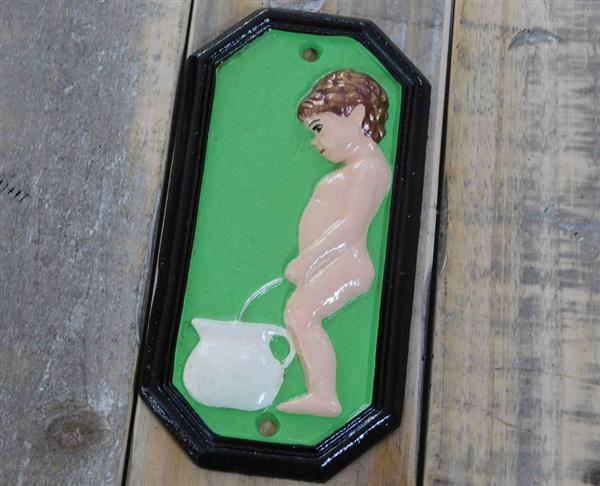 Grote foto set van tekens voor de wc deur gietijzer geschilderd man vrouw. doe het zelf en verbouw materialen en producten