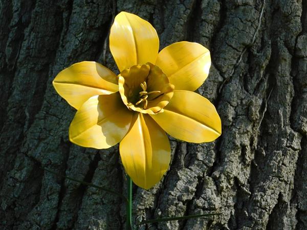 Grote foto handgemaakt narcis tuinsteker 82 cm metaal tuin en terras tuindecoratie