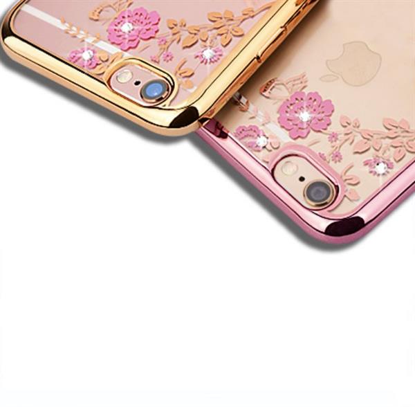 Grote foto iphone x flower bloemen case diamant crystal tpu hoesje goud telecommunicatie mobieltjes