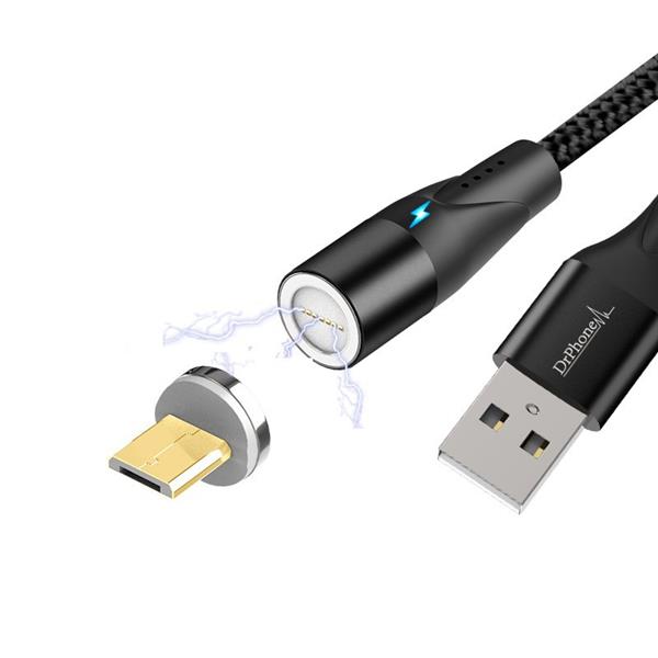 Grote foto drphone magnetische 360 micro usb 3a usb kabel snel opladen dataoverdracht met led indicator telecommunicatie opladers en autoladers