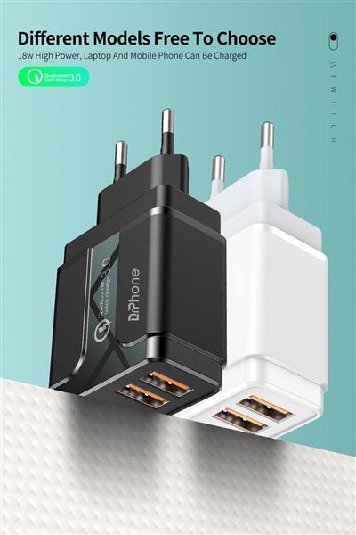 Grote foto drphone halo3 18w dubbele qualcom 3.0 quick charge thuislader adapter snel lader fast charge telecommunicatie opladers en autoladers