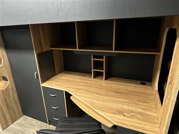 Grote foto lolo hoogslaper met bureau en kast 90x200 antraciet bk beds kinderen en baby complete kinderkamers