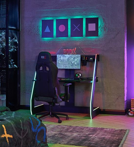 Grote foto roox gaming bureau met led verlichting almila huis en inrichting stoelen