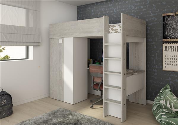 Grote foto studio 1809 hoogslaper met bureau en kast 90x200 wit cascina trasman kinderen en baby complete kinderkamers