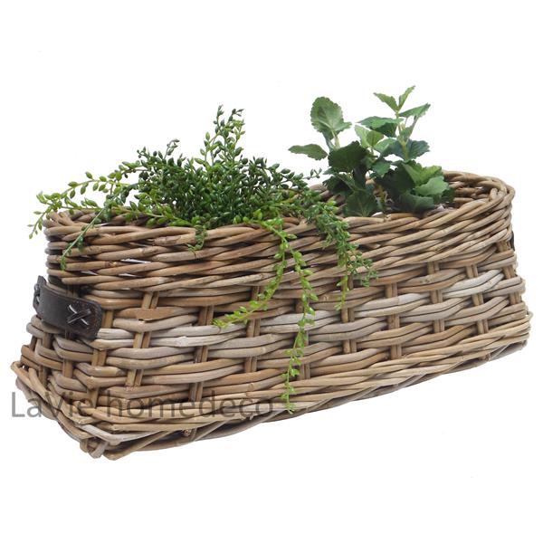 Grote foto vensterbankmand riet leer 20cm hoog huis en inrichting schalen en manden