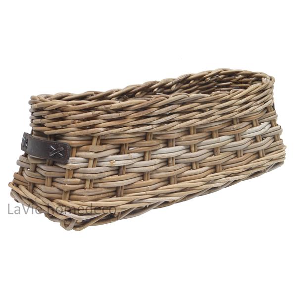 Grote foto vensterbankmand riet leer 20cm hoog huis en inrichting schalen en manden