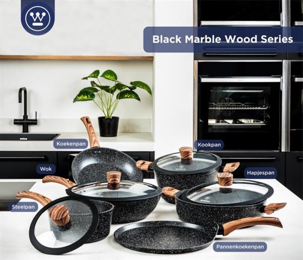 Grote foto westinghouse kookpan braadpan inductie 24 cm zwart marmer speciale editie huis en inrichting kookgerei