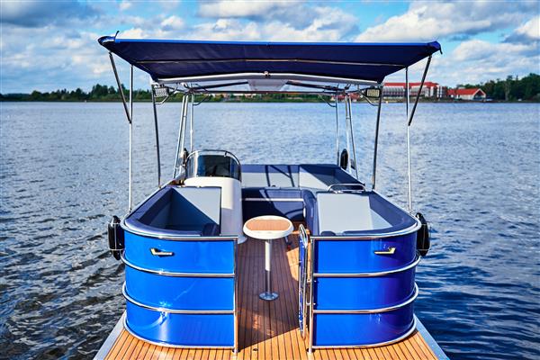 Grote foto pontonboot elektrische watertram met panelen watersport en boten speedboten