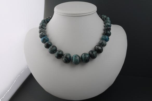 Grote foto picasso jaspis blauw ketting oorhanger set sieraden tassen en uiterlijk kettingen