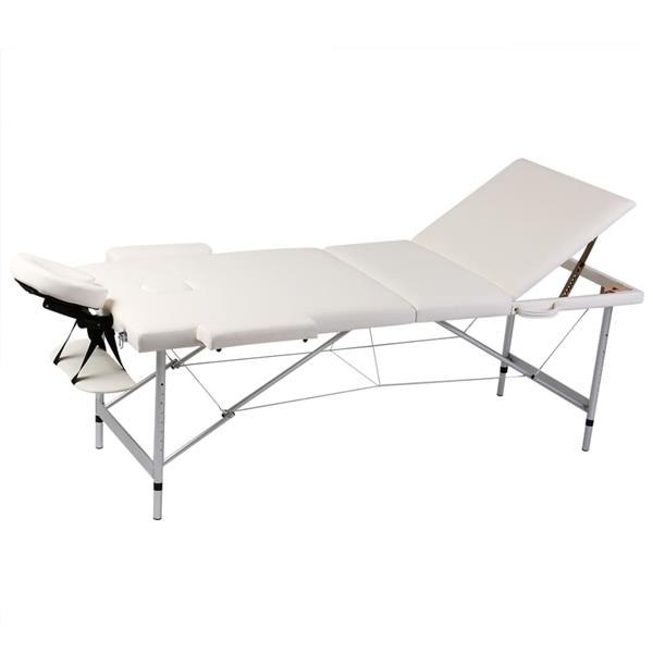 Grote foto vidaxl inklapbare massagetafel 3 zones met aluminium frame creme beauty en gezondheid massage