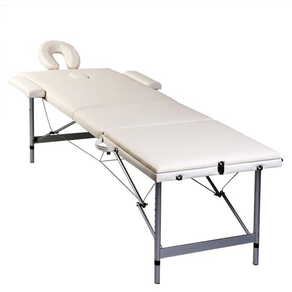 Grote foto vidaxl inklapbare massagetafel 3 zones met aluminium frame creme beauty en gezondheid massage