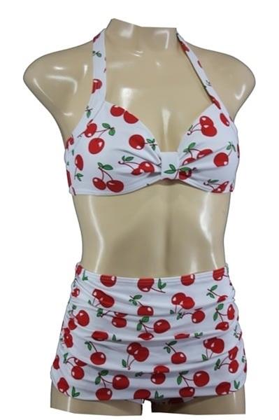 Grote foto aloha beachwear 50 bikini in white cherry in small. kleding dames badmode en zwemkleding