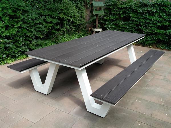 Appal Bot Afstudeeralbum Picknicktafel Blokpoot Gecoat met Composiet Plank Kopen | Tuinmeubelen