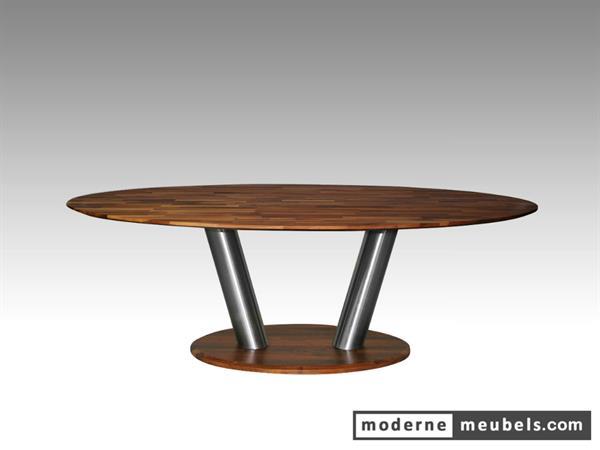 Grote foto moderne ovale design eet tafel met rvs noten eiken huis en inrichting eettafels
