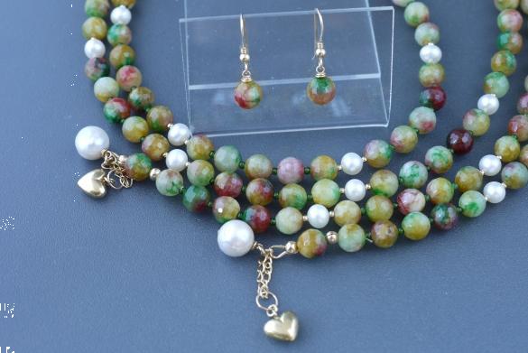 Grote foto jade zoetwaterparel lariat ketting oorhanger set sieraden tassen en uiterlijk kettingen