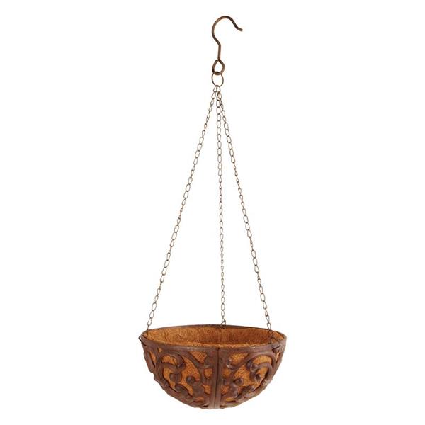 Grote foto hanging basket 25 cm. met kokos en ophanghaak gietijzer bph25 tuin en terras overige tuin en terras
