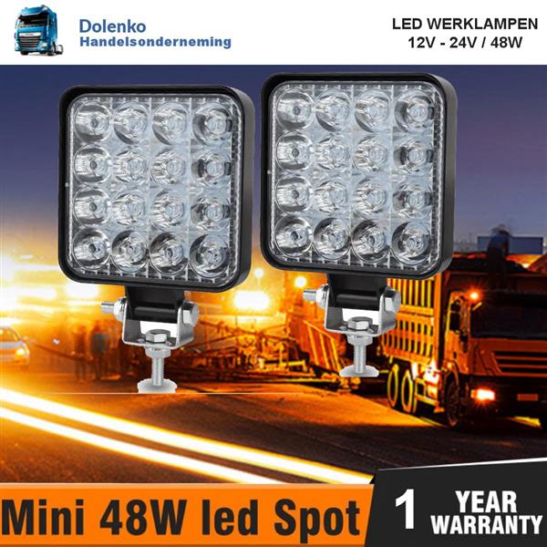 Grote foto led werklampen 12v 24v 48w vanaf 2 stuks agrarisch landbouw