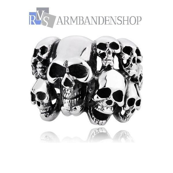 Grote foto div rvs skull ring doodskop biker wolf gothic sieraden tassen en uiterlijk ringen voor hem