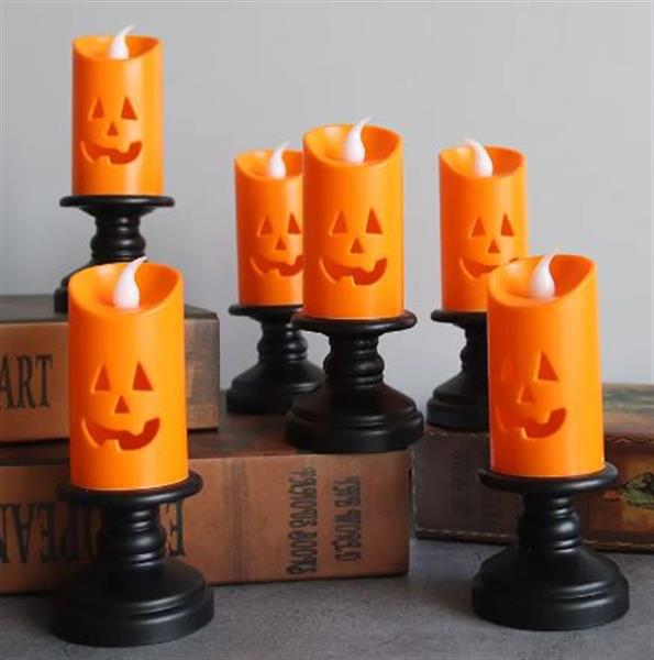 Grote foto halloween oranje flikkerende led kaars lights led candle met filmpje verzamelen overige verzamelingen