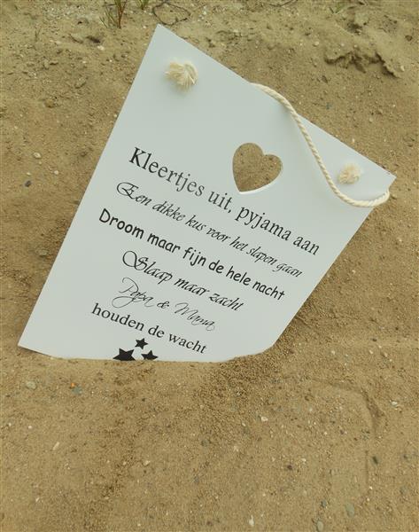 Grote foto tekstbord kleertjes klein huis en inrichting lijsten