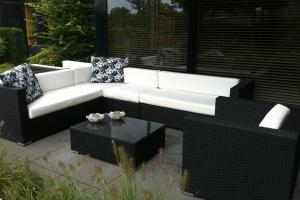 Grote foto korting op loungeset arbrini zwart creme tuin en terras tuinmeubelen
