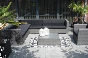 Grote foto loungeset arbrini grijs met zwarte kussens tuin en terras tuinmeubelen