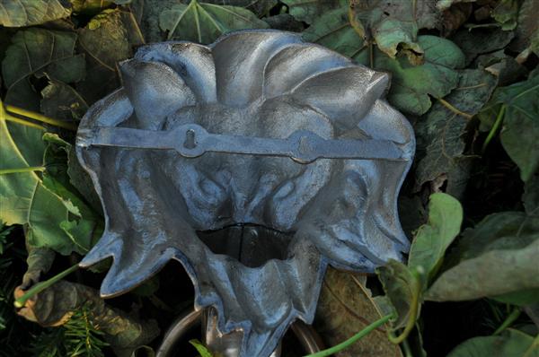 Grote foto forse aluminium messingkleur impressie volle leeuwenkop. tuin en terras tuindecoratie