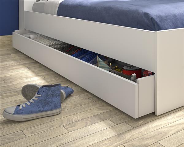 Grote foto jamy 1 persoonsbed met kastjes en lade wit gami antiek en kunst stoelen en banken