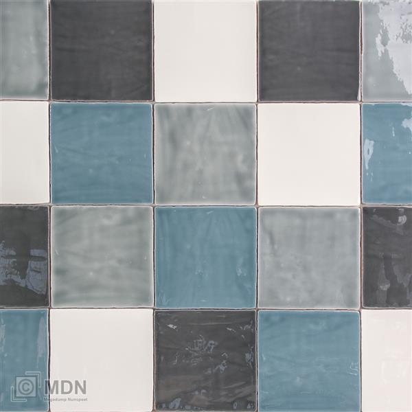 Grote foto handvorm tegel mix 13x13 blauw donkergrijs ivoor en laguna 0 5m doe het zelf en verbouw tegels